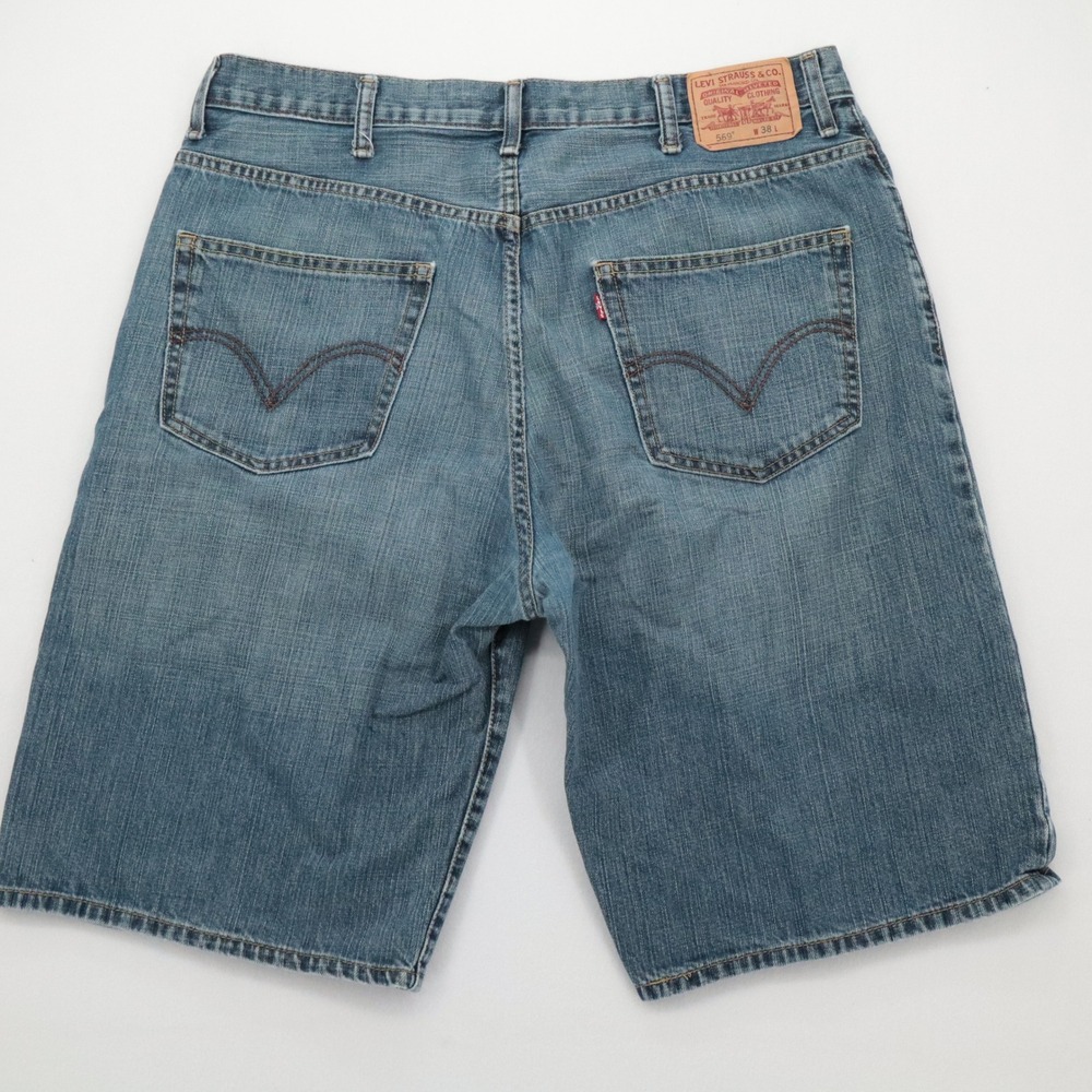 Levis 569 Loose Straight Mens Size 38 Denim Jean Shorts Blue Medium Wash